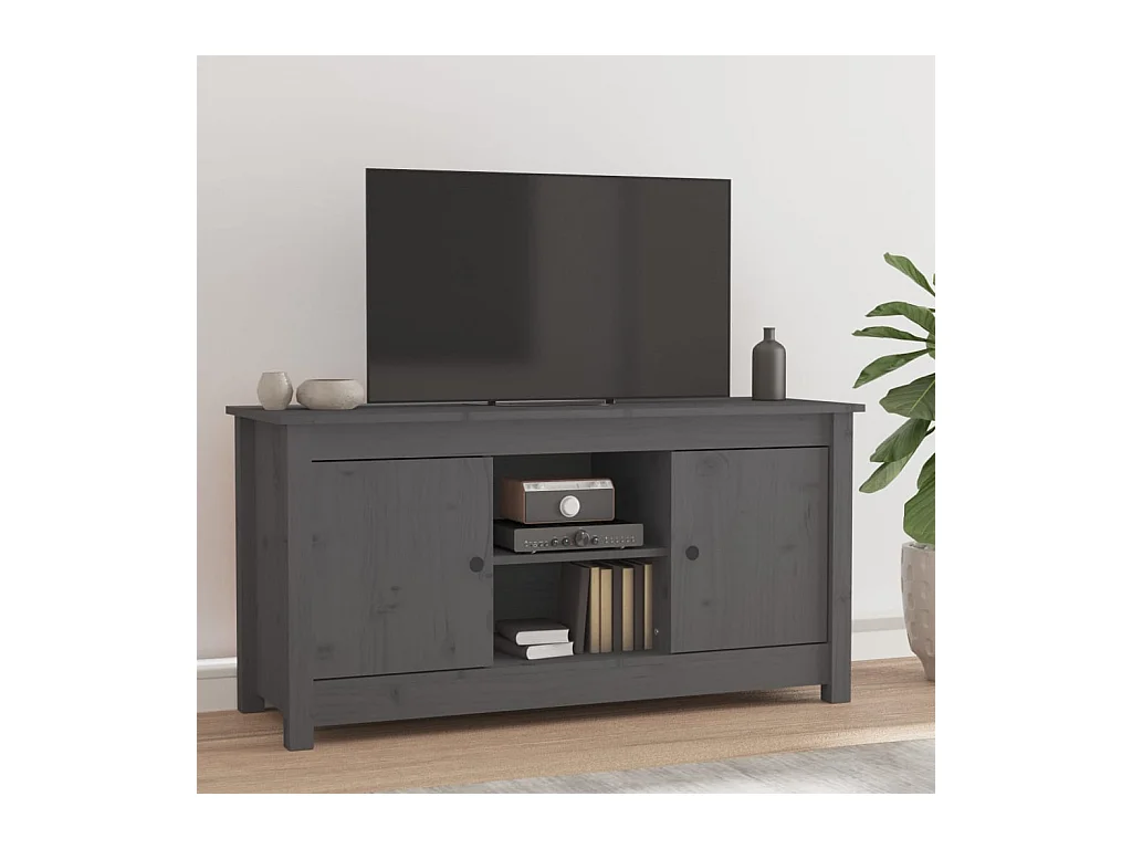 Grijs tv-meubel 103x36,5x52 cm Massief grenenhout