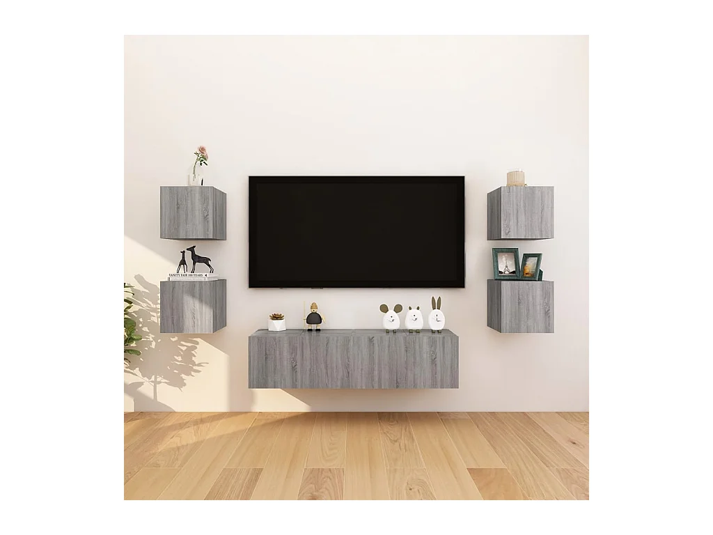 Wand TV-meubels 8 stuks Sonoma grijs 30,5x30x30 cm