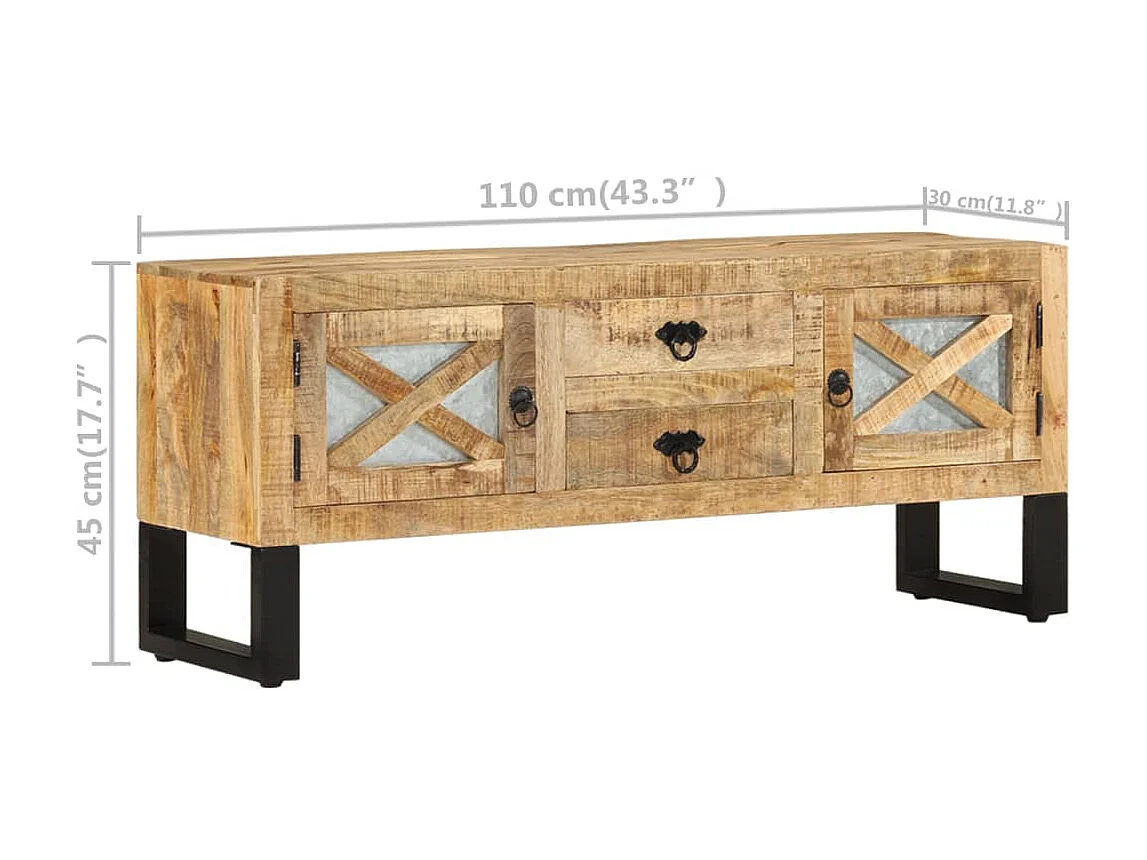 Meuble TV 110x30x45 cm Bois de manguier brut