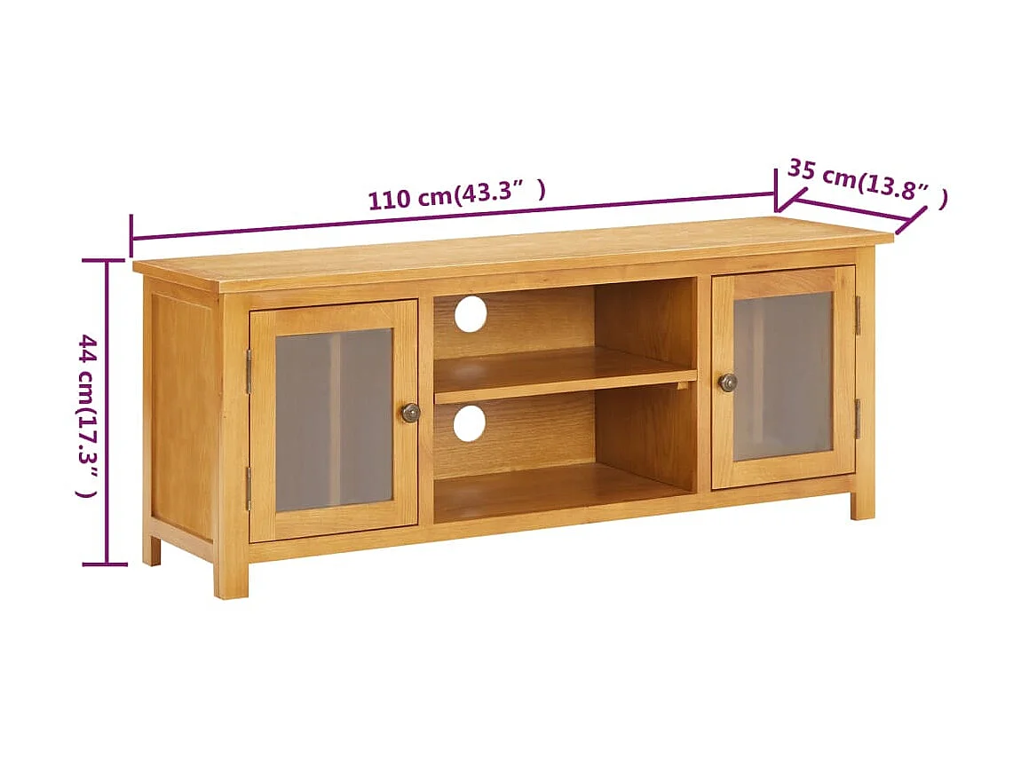 Meuble TV 110x35x44 cm Bois de chêne massif