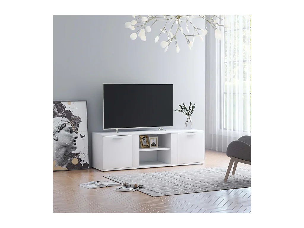 Meuble TV Blanc 120x34x37 cm Aggloméré