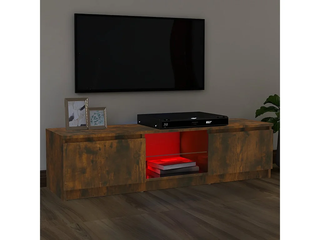 Móvel de TV com luzes LED carvalho fumado 120x30x35,5 cm