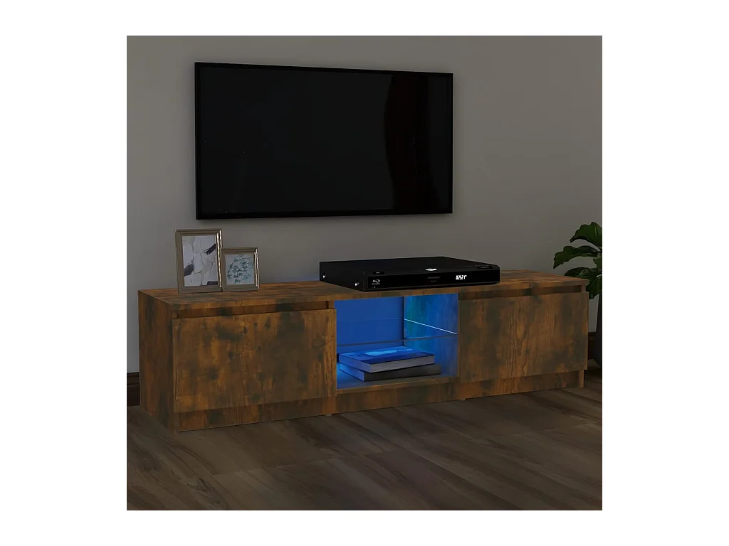 Mobile TV con luci LED rovere affumicato 120x30x35,5 cm