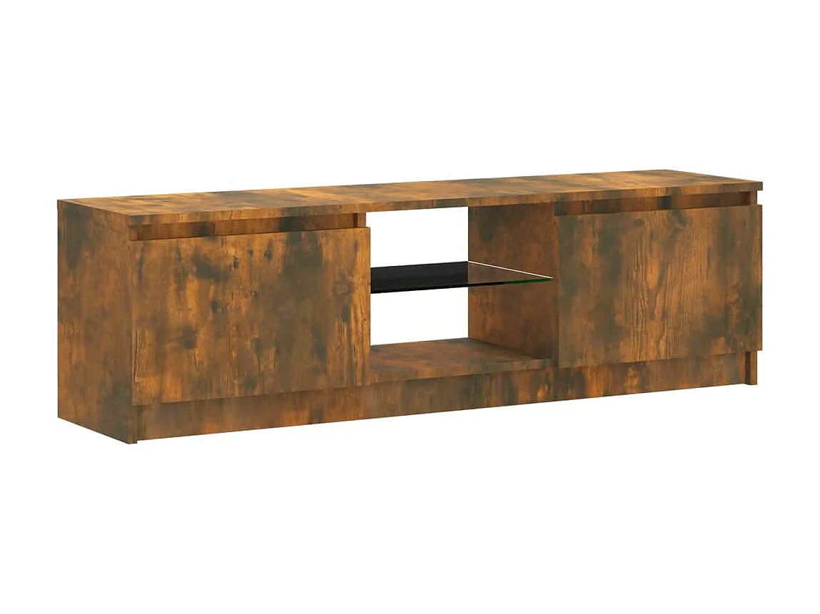 Meuble TV avec lumières LED chêne fumé 120x30x35,5 cm