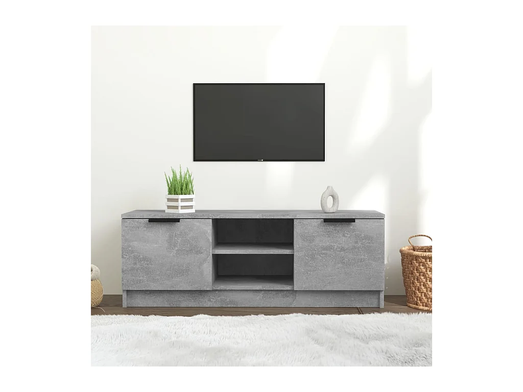Meuble TV Gris béton 102x35x36,5 cm Bois d'ingénierie