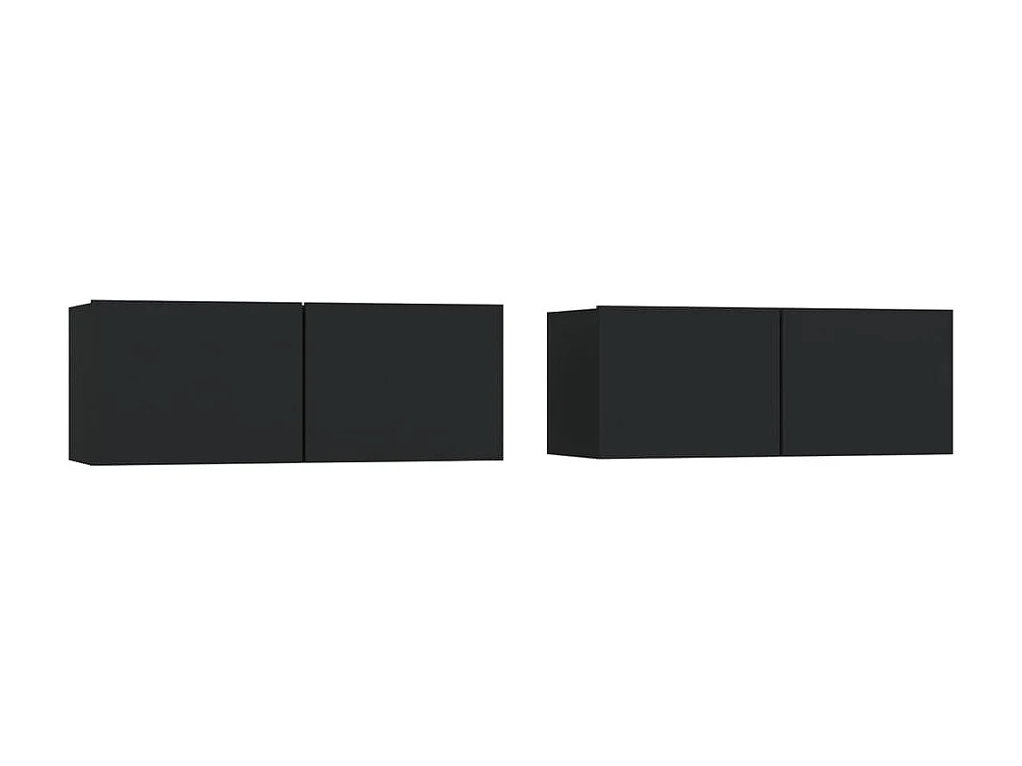 Móveis de TV 2 unidades preto 80x30x30 cm madeira trabalhada