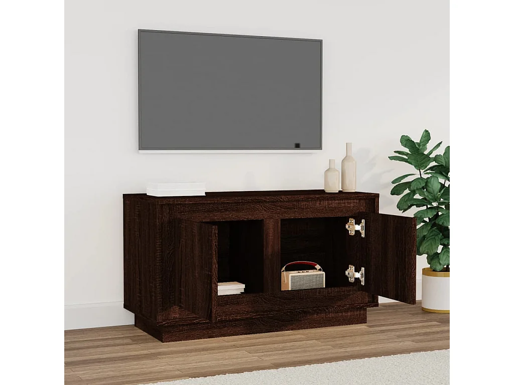 Meuble TV chêne marron 80x35x45 cm bois d'ingénierie