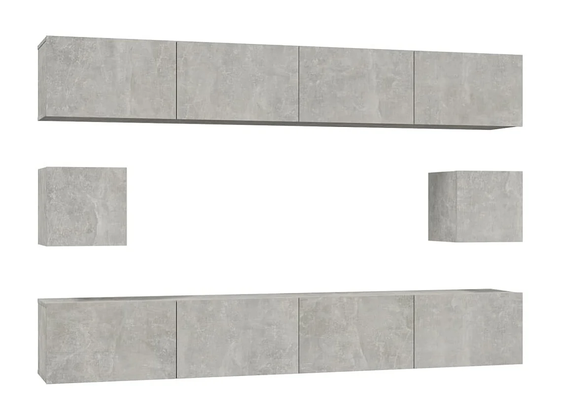 Ensemble de meubles TV 6 pcs Gris béton Bois d'ingénierie