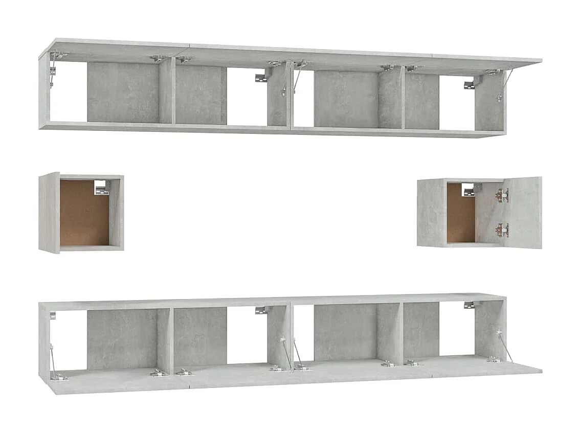 Ensemble de meubles TV 6 pcs Gris béton Bois d'ingénierie