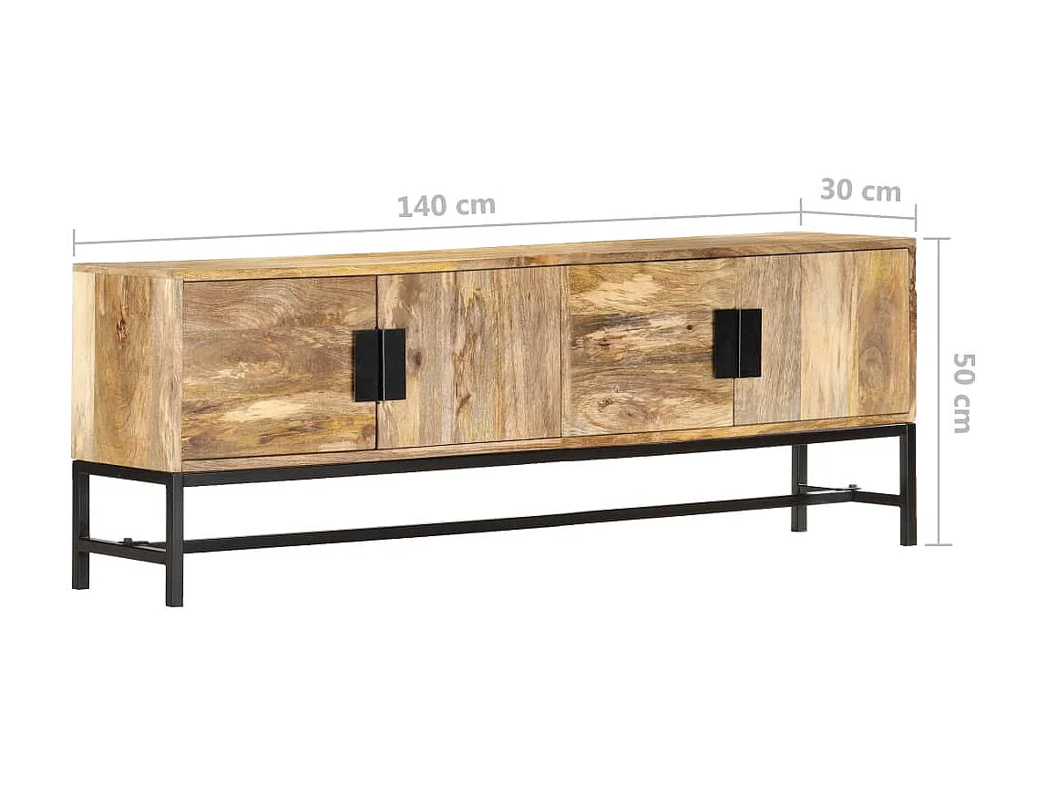 Meuble TV 140x30x50 cm Bois massif de manguier