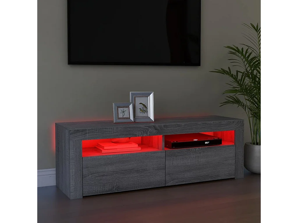 Meuble TV avec lumières LED sonoma gris 120x35x40 cm