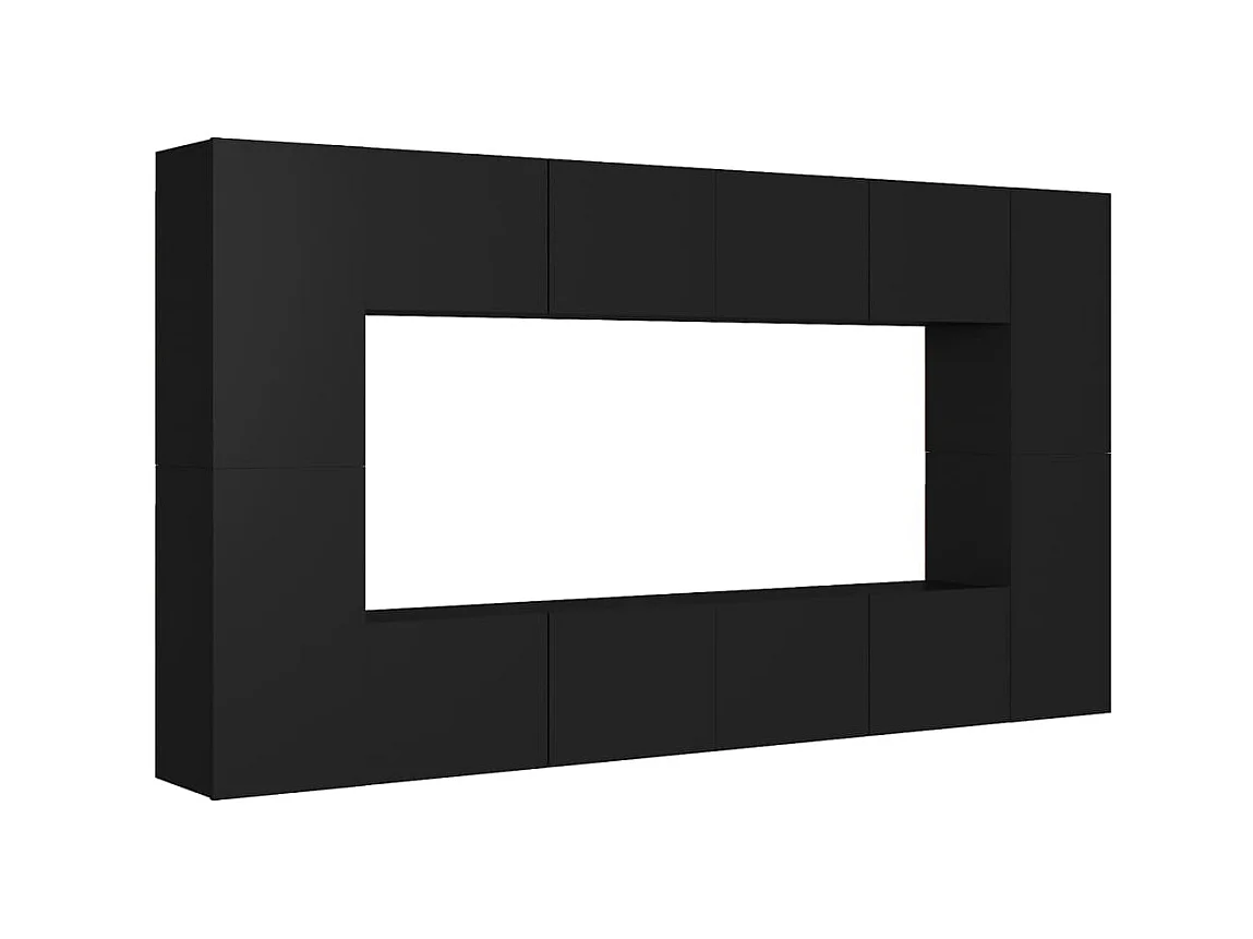 Ensemble de meubles TV 8 pcs Noir Aggloméré