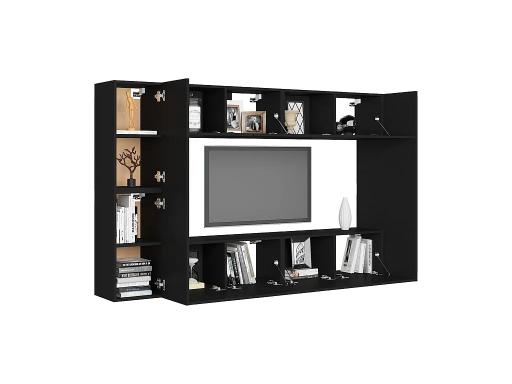 Ensemble de meubles TV 8 pcs Noir Aggloméré