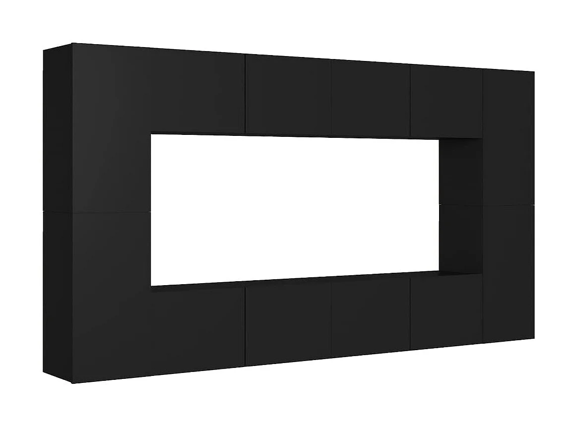 TV-meubelset 8-delig Zwart spaanplaat
