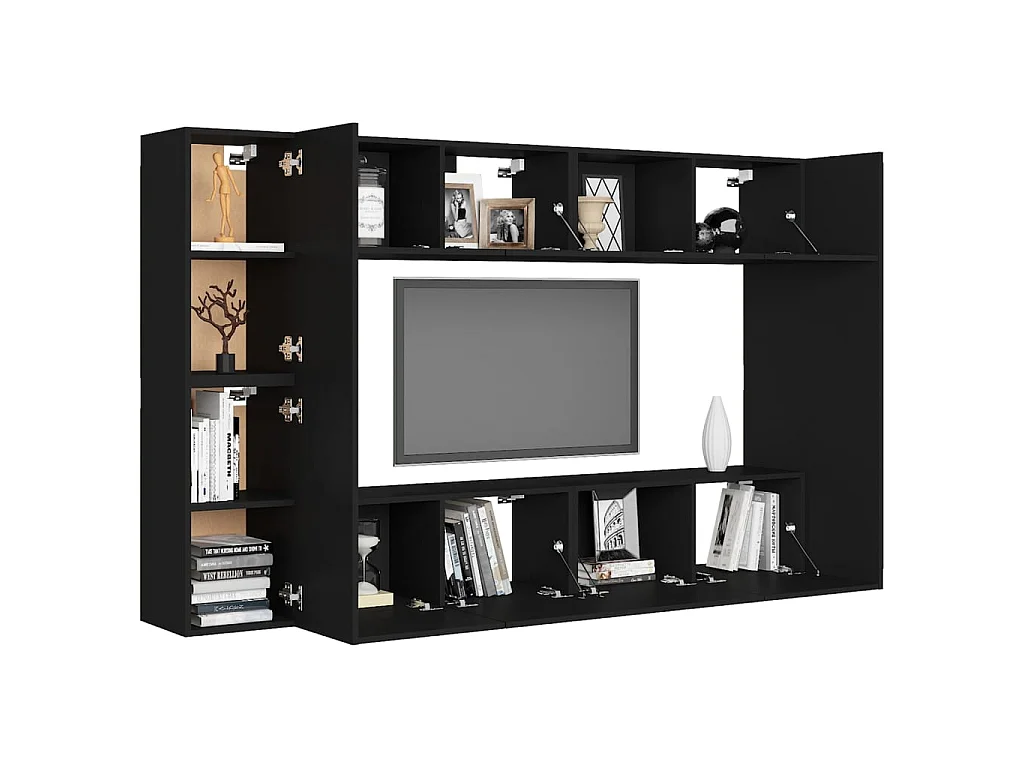 TV-meubelset 8-delig Zwart spaanplaat