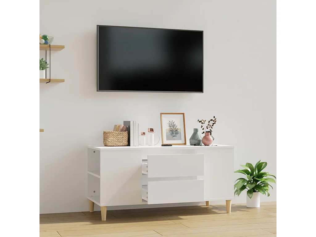 Mobile TV bianco 102x44,5x50 cm MDF