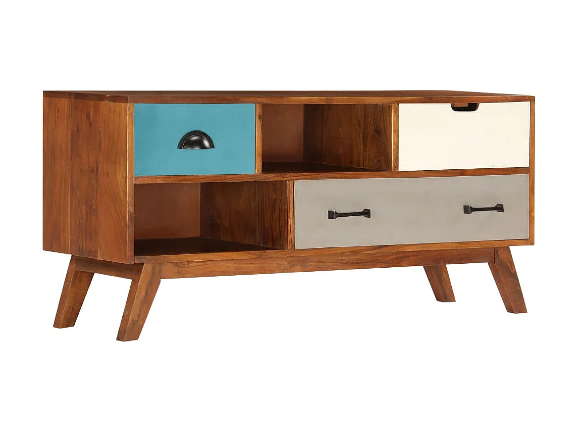 Meuble TV avec 3 tiroirs 110x35x50 cm Bois d'acacia solide