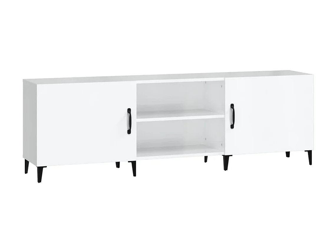 Mobile TV bianco lucido 150x30x50 cm in derivati del legno