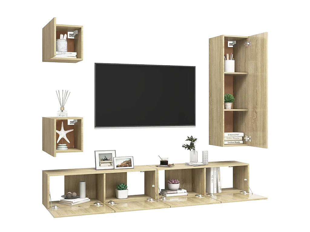 Ensemble de meuble TV 5 pcs Chêne sonoma Aggloméré