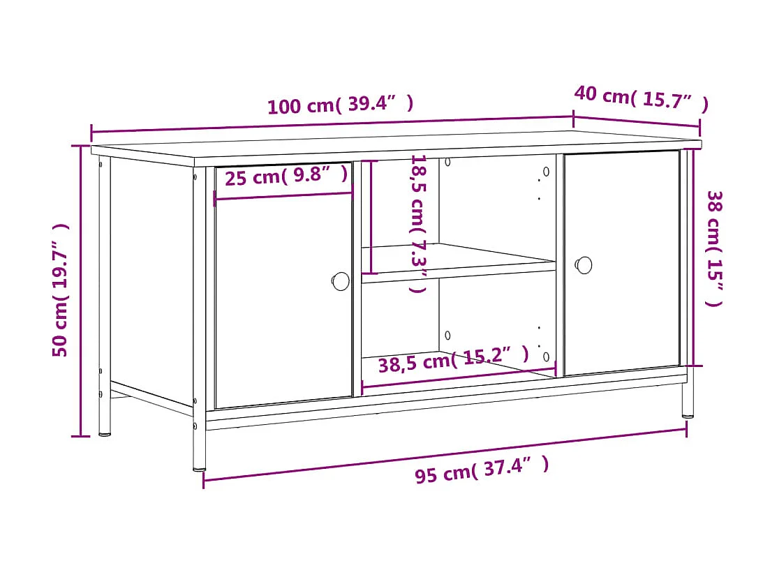 Mobile TV Rovere marrone 100x40x50 cm MDF