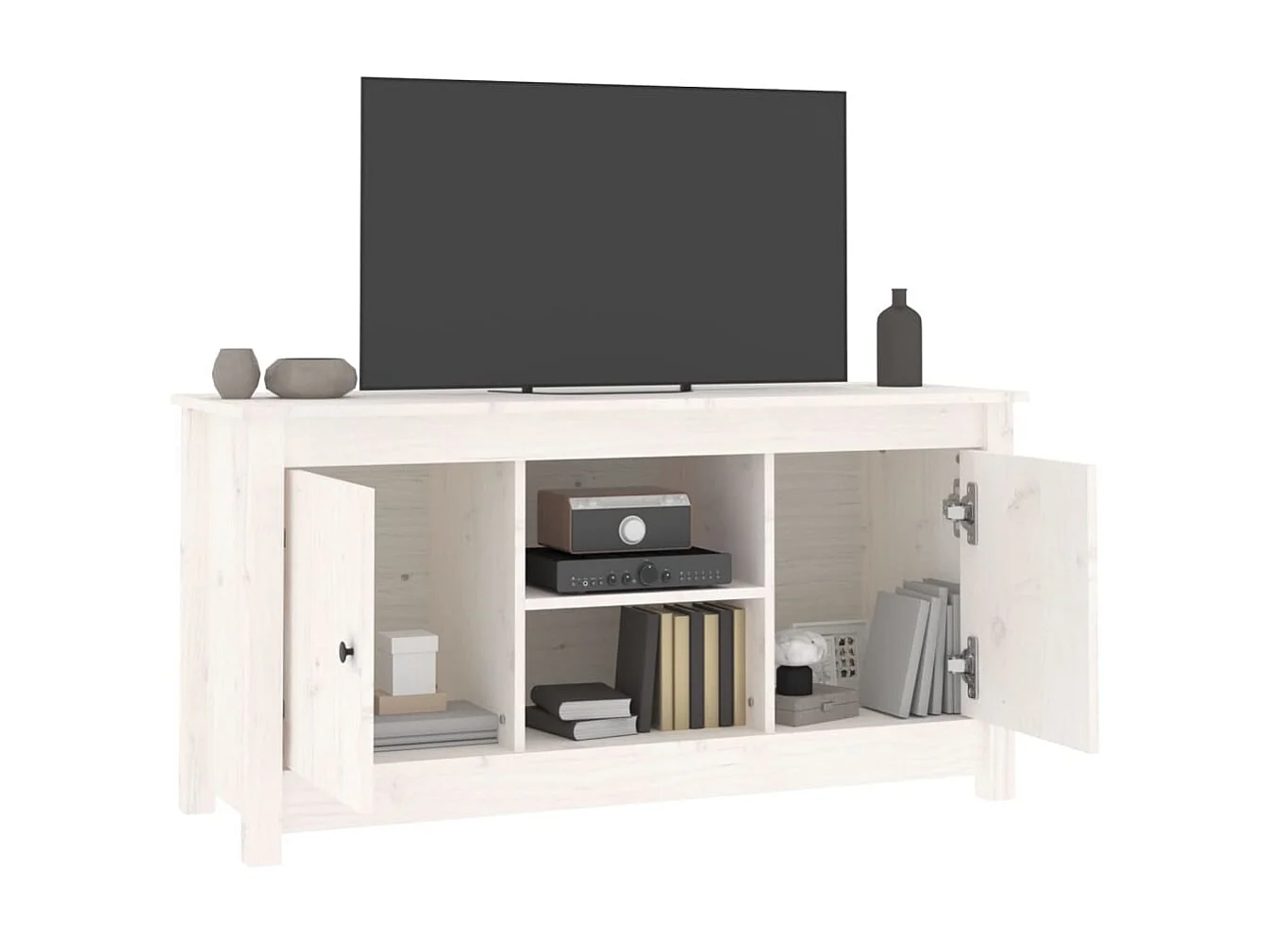 Mobile TV bianco 103x36,5x52 cm Legno di pino massiccio
