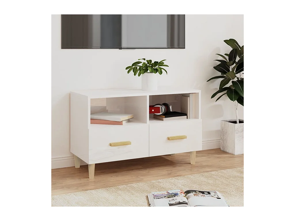 Mobile TV Bianco lucido 80x36x50 cm MDF