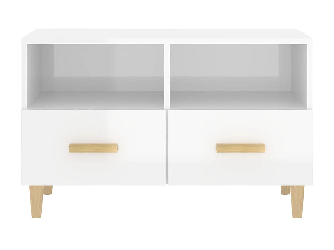Móvel de TV branco brilhante 80x36x50 cm Madeira trabalhada
