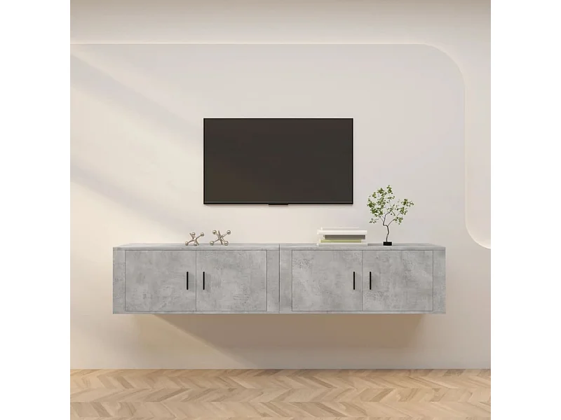 Mobili TV sospesi 2 pz grigio cemento 100x34,5x40 cm