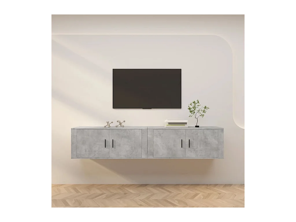 Wandmontierte TV-Schränke 2 Stück betongrau 100x34,5x40 cm