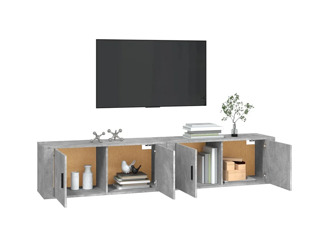 Wandmontierte TV-Schränke 2 Stück betongrau 100x34,5x40 cm