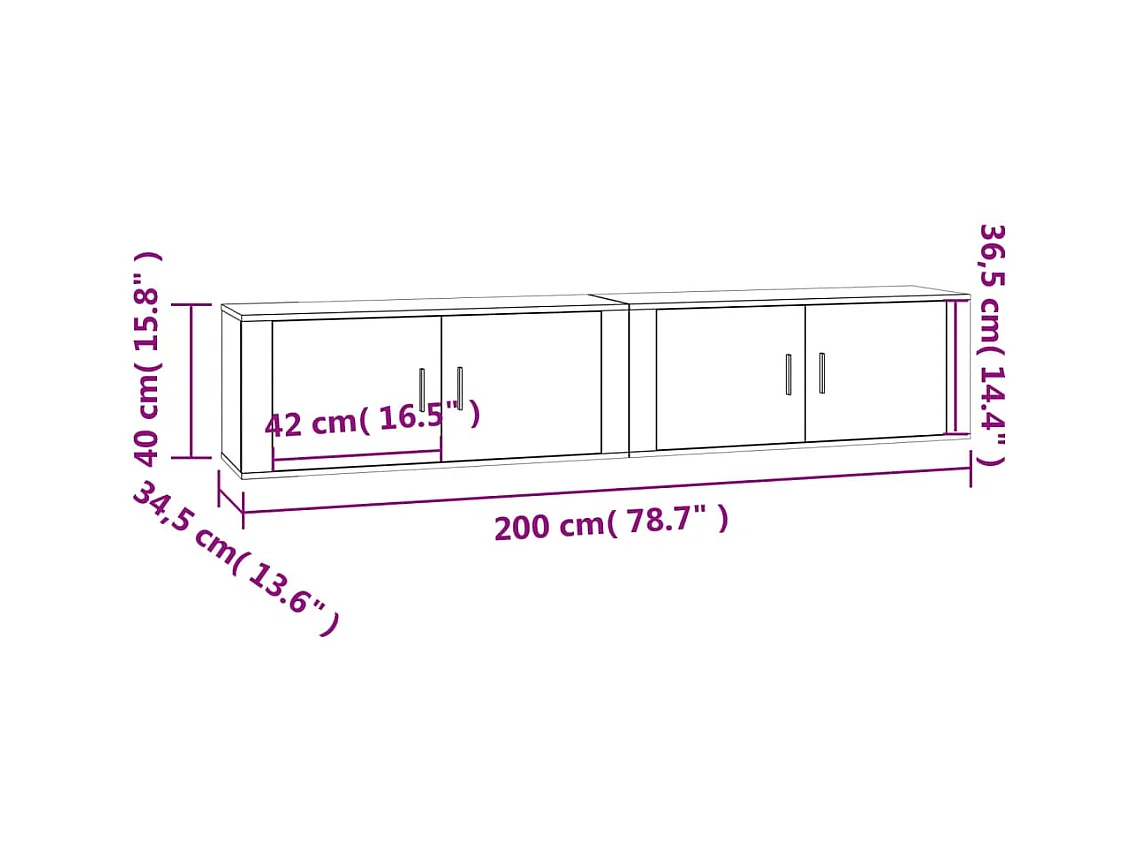 Wandmontierte TV-Schränke 2 Stück betongrau 100x34,5x40 cm