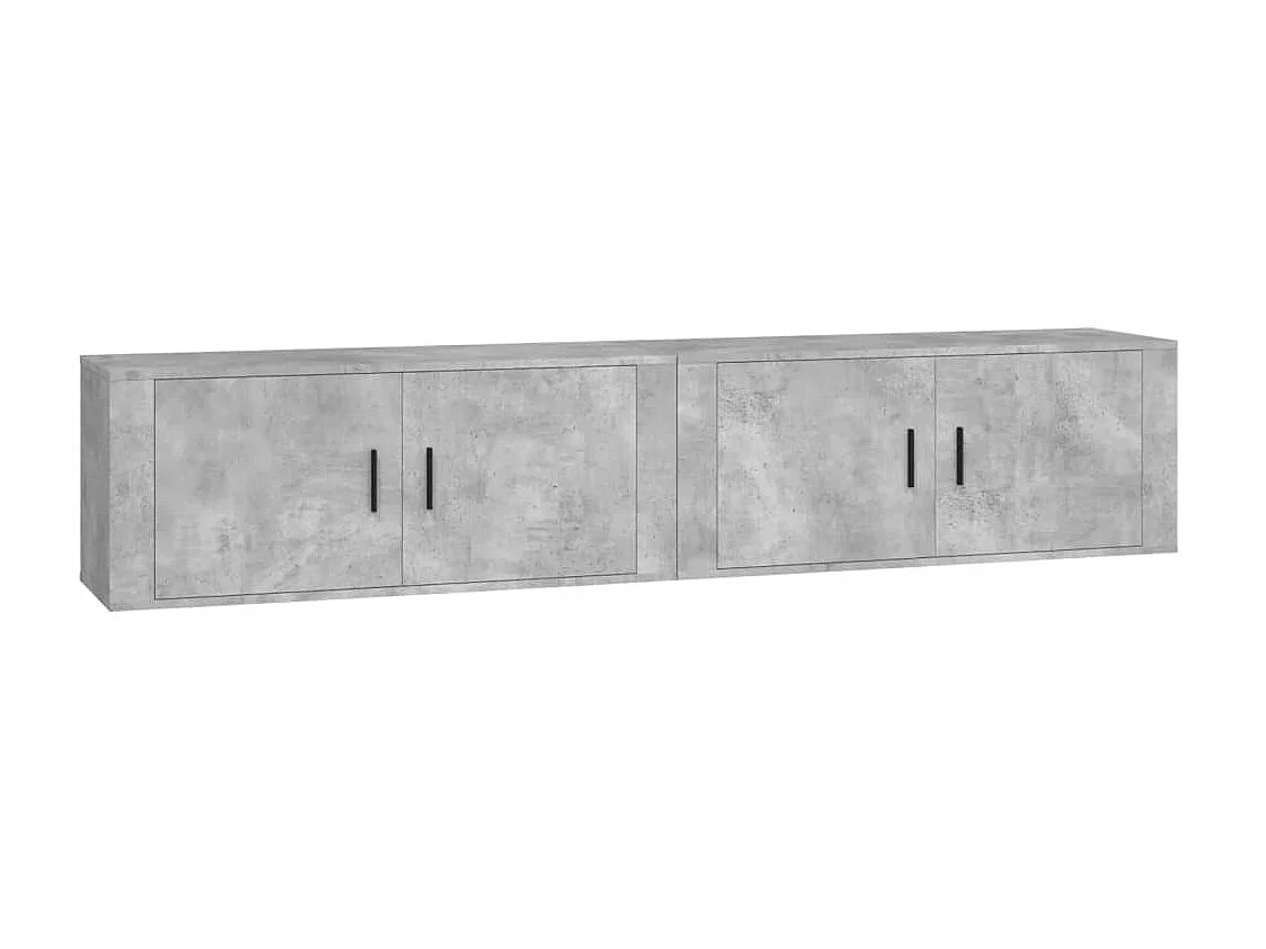 TV-wandkast 2 stuks betongrijs 100x34,5x40 cm