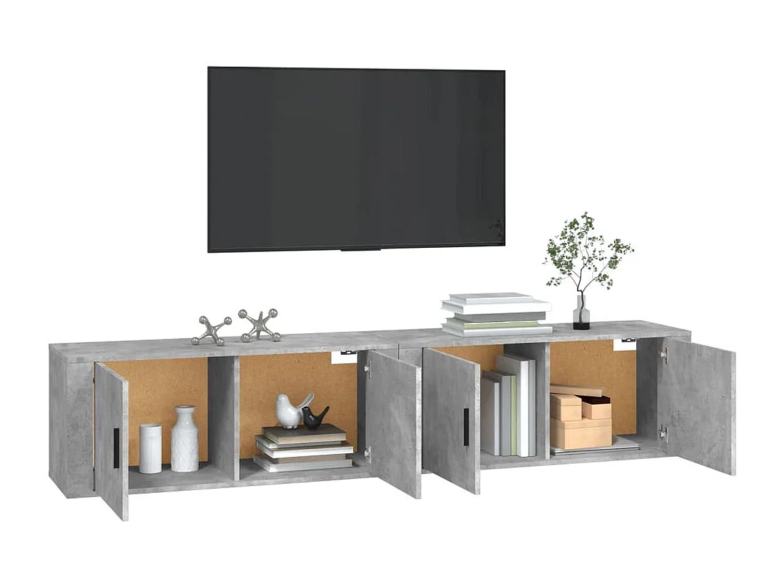 TV-wandkast 2 stuks betongrijs 100x34,5x40 cm