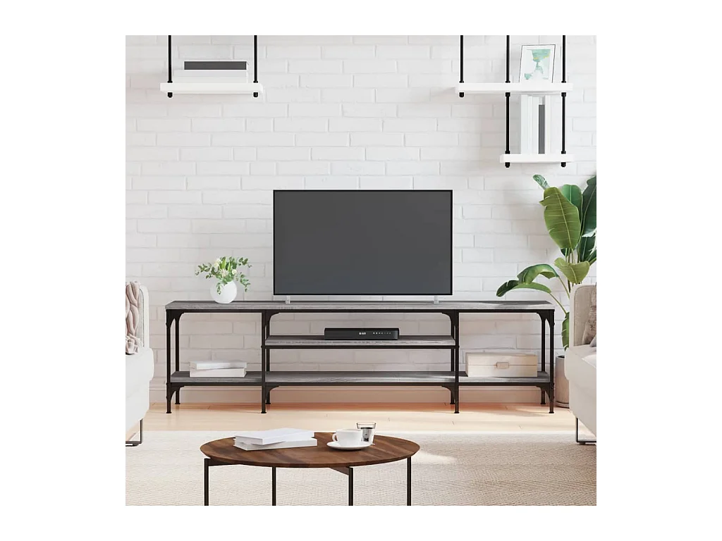 Meuble TV sonoma gris 161x35x45 cm bois d'ingénierie et fer