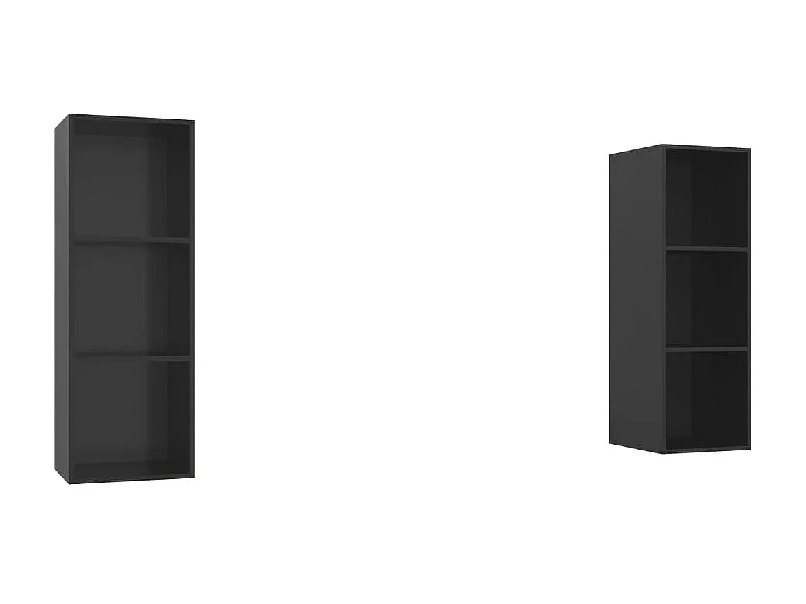 TV-meubels voor wandmontage 2 stuks Glanzend zwarte spaanplaat