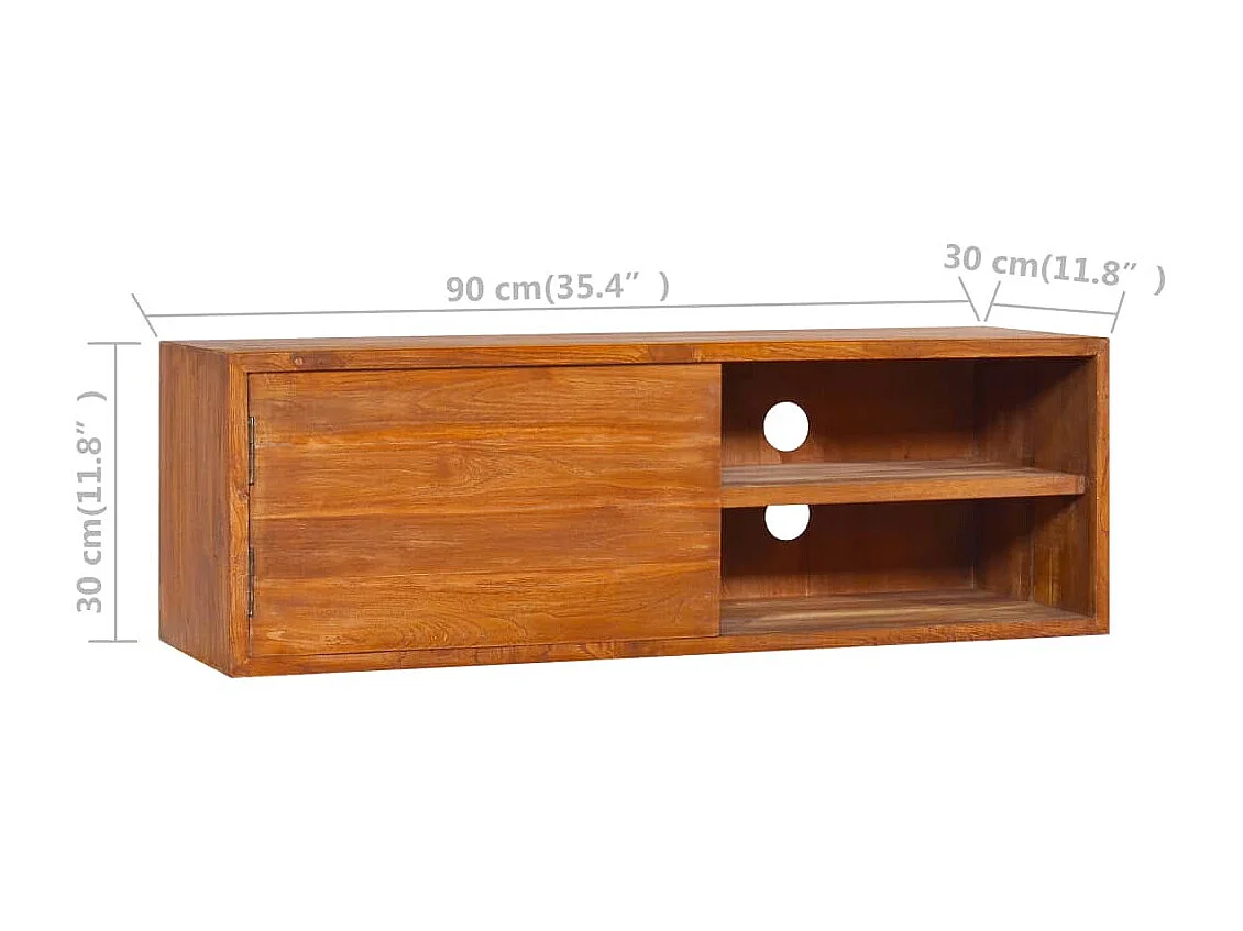 TV-meubel voor wandmontage 90x30x30 cm Massief teakhout