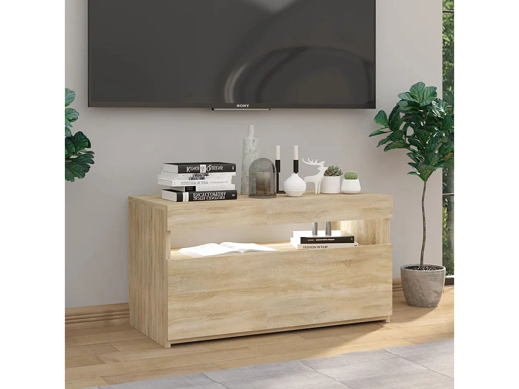 Mueble TV con luces LED roble Sonoma 75x35x40 cm