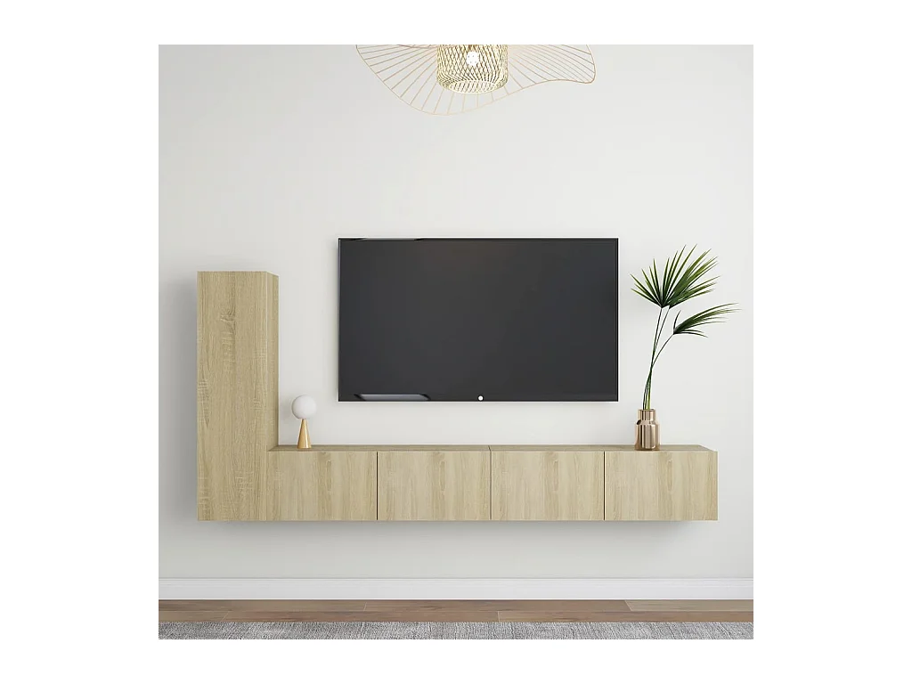 3-teiliges TV-Ständer-Set aus Sonoma-Eichen-Spanplatte