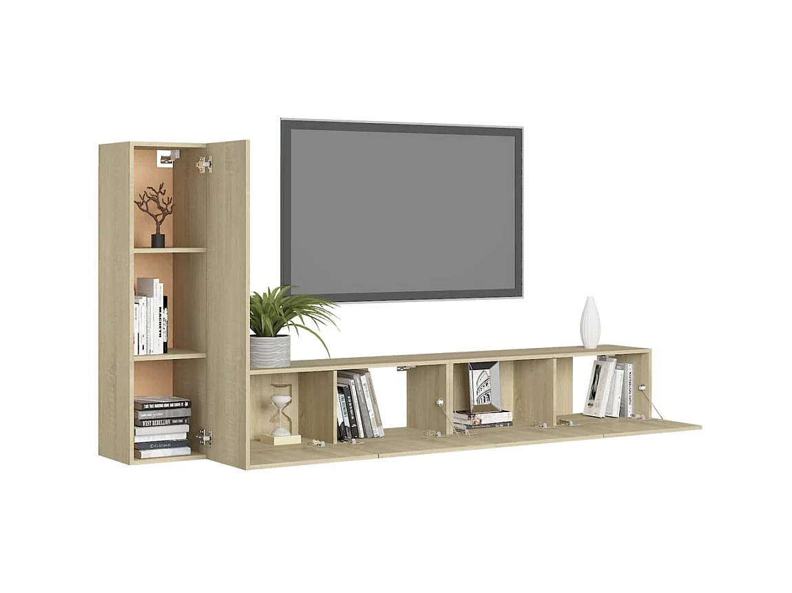 Ensemble de meuble TV 3 pcs Chêne sonoma Aggloméré