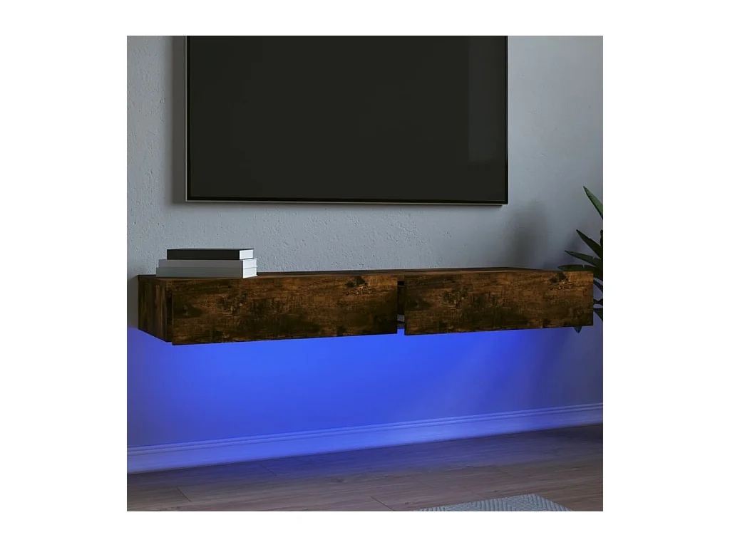 Meubles TV avec lumières LED 2 pcs chêne fumé 60x35x15,5 cm