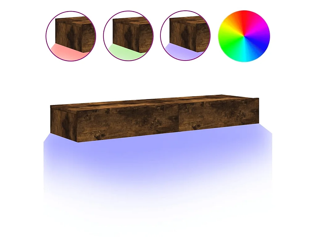 Meubles TV avec lumières LED 2 pcs chêne fumé 60x35x15,5 cm