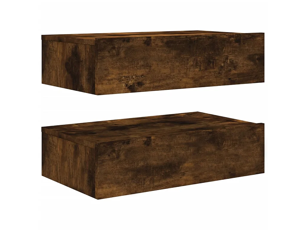 Meubles TV avec lumières LED 2 pcs chêne fumé 60x35x15,5 cm