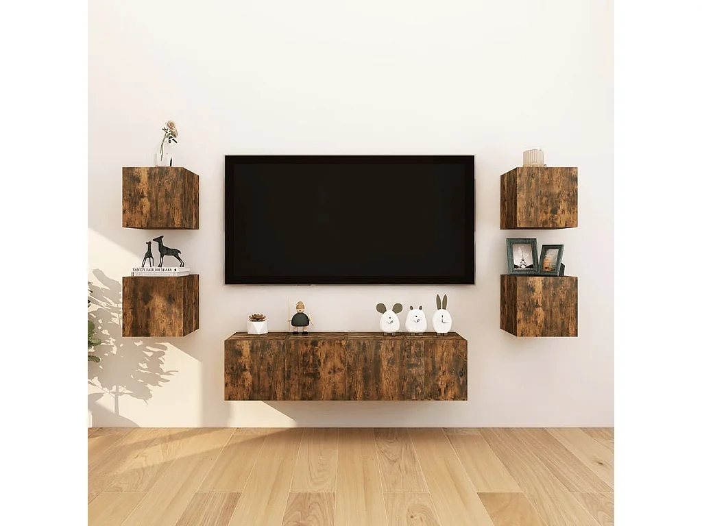 Wand TV-meubels 8 stuks Gerookt eiken 30,5x30x30 cm