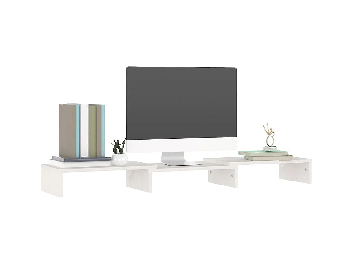 Monitorständer Weiß 80x24x10,5 cm Massives Kiefernholz