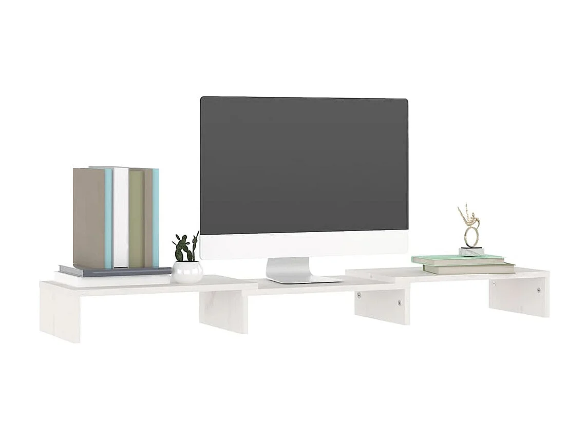 Monitorständer Weiß 80x24x10,5 cm Massives Kiefernholz