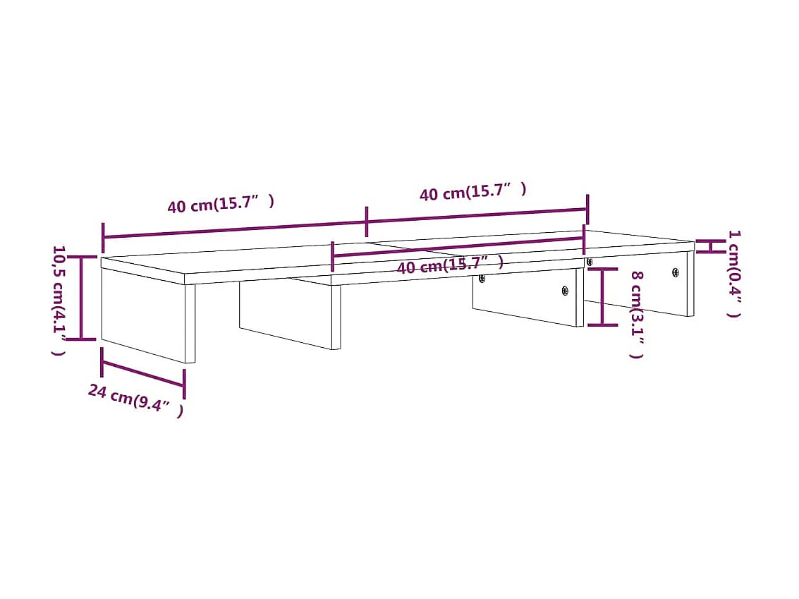 Monitorständer Weiß 80x24x10,5 cm Massives Kiefernholz