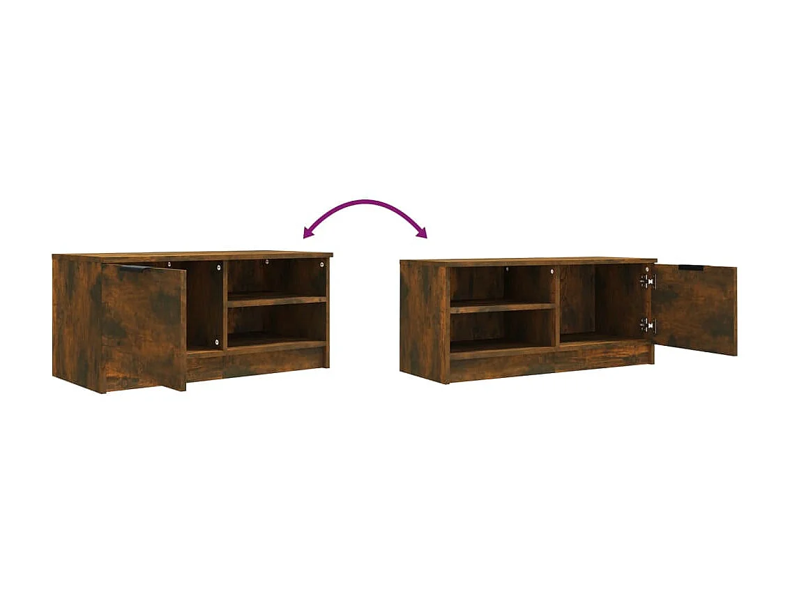 Meuble TV Chêne fumé 80x35x36,5 cm Bois d'ingénierie