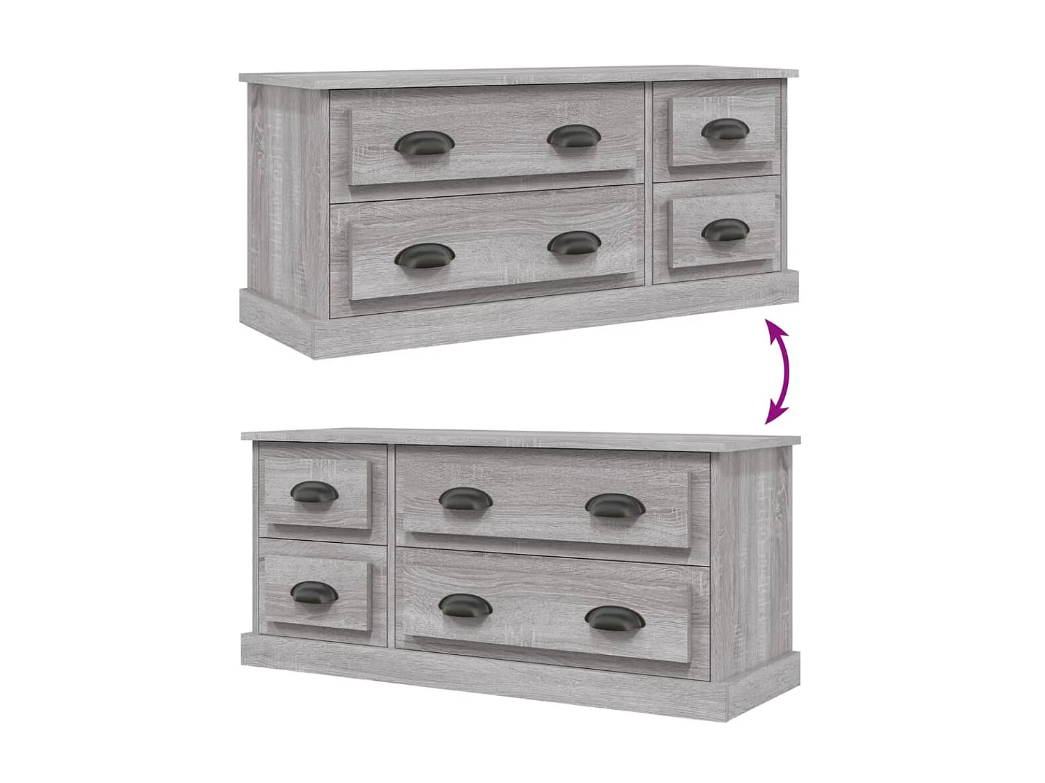 Meuble TV sonoma gris 100x35,5x45 cm bois d'ingénierie