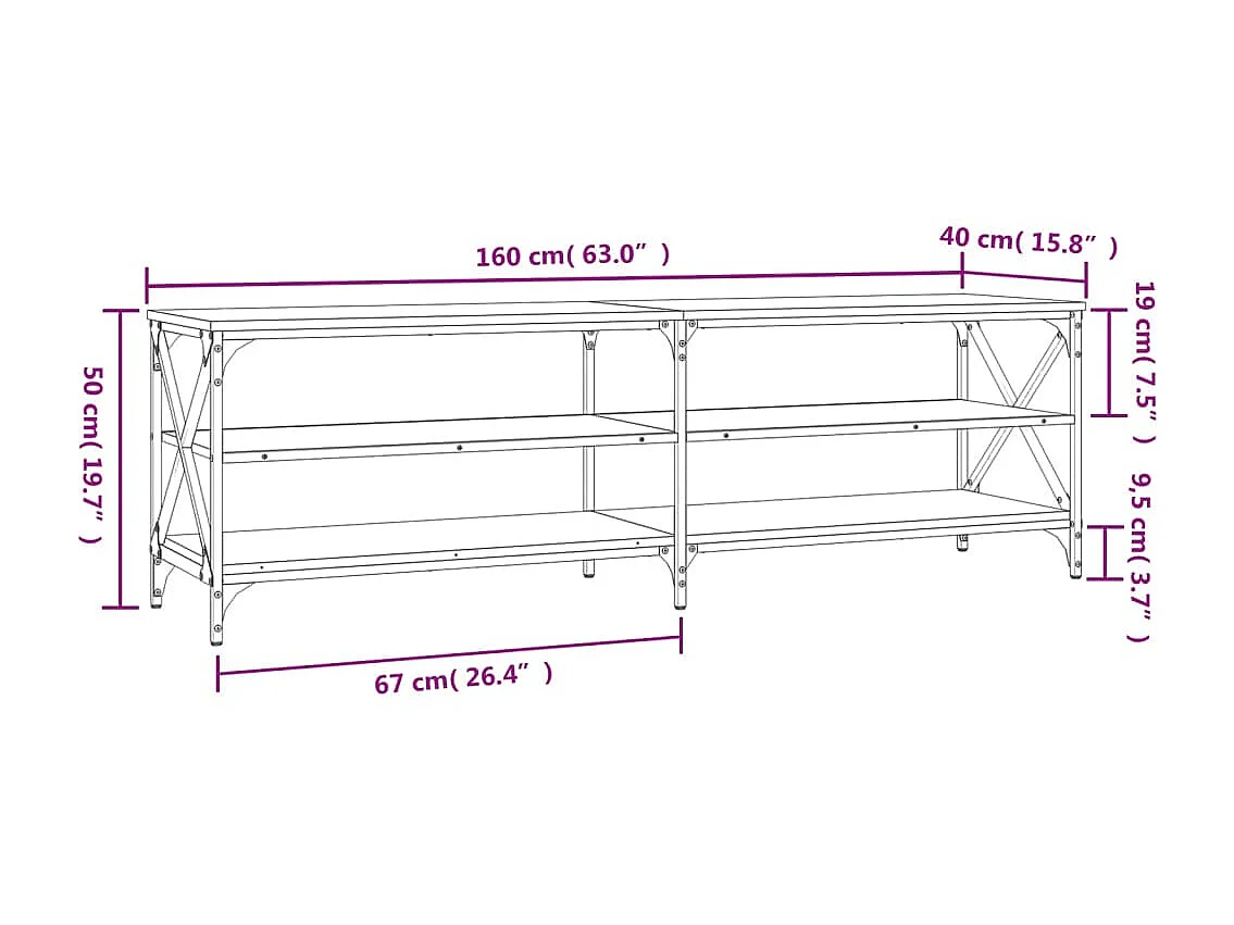 Sonoma eiken tv-meubel 160x40x50 cm samengesteld hout