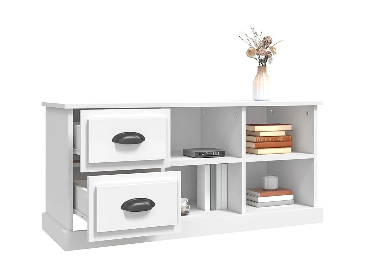 Meuble TV blanc 102x35,5x47,5 cm bois d'ingénierie